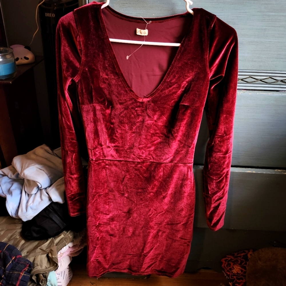 Red Velvet Dress From Hollister